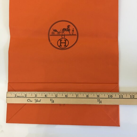 Hermes Shopping Bag 16.75 x 10.75 x 3.75 in Orange Paper Gift Bag Authentic - Picture 13 of 16